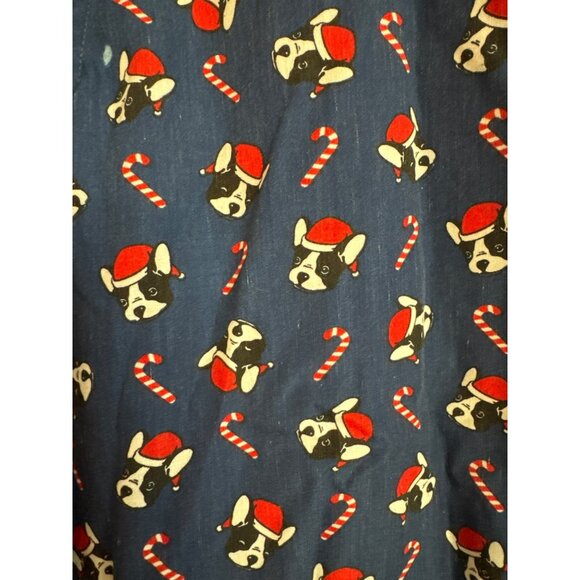 Boston Terrier Christmas Shirt XL 17.5 Blue Candy Cane Long Sleeve Button Up Dog - Picture 3 of 5